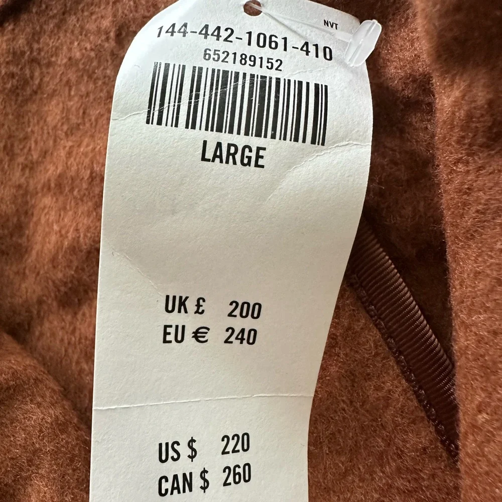 Abercrombie & Fitch Brown Wool-Blend Belted Blanket Coat NWT Size L - Picture 10 of 12